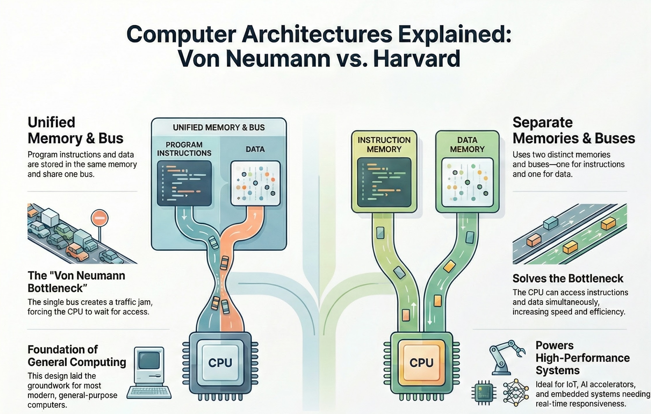 Von Neumann vs. Harvard Architectures